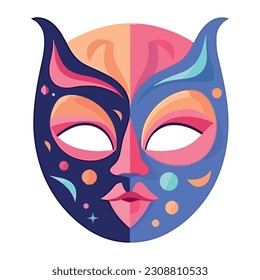 Colorful masks adorn faces at traditional festival isolated