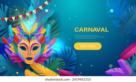 colorful masks Brazilian festival carnival holiday celebration greeting invitation postcard culture and tradition carnival party concept