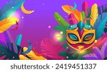 colorful masks brazilian festival holiday celebration greeting invitation postcard culture and tradition carnival party concept