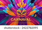 colorful masks brazilian festival holiday celebration greeting invitation postcard culture and tradition carnival party concept