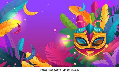 colorful masks brazilian festival holiday celebration greeting invitation postcard culture and tradition carnival party concept