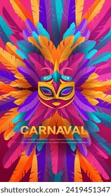 colorful masks brazilian festival holiday celebration greeting invitation postcard culture and tradition carnival party concept