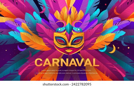 colorful masks brazilian festival holiday celebration greeting invitation postcard culture and tradition carnival party concept