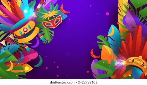 colorful masks brazilian festival holiday celebration greeting invitation postcard culture and tradition carnival party concept