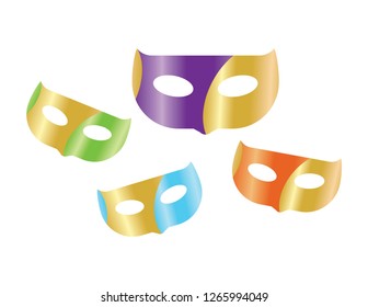 Colorful masks set on White background