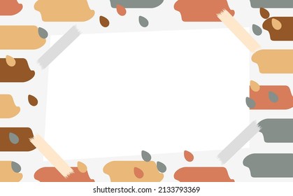 Colorful masonry hand drawn vector background with white patch. Background with copyspace. 