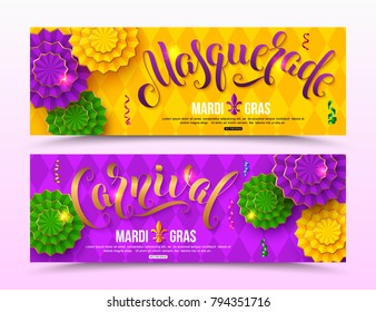 Colorful masquerade carnival banner design for Mardi Gras vector illustration