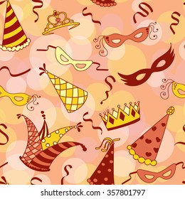 Colorful masquerade seamless pattern background. Vector illustration. 