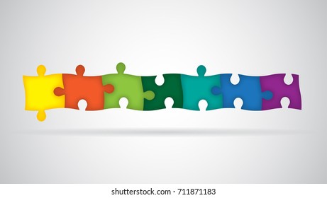 Colorful Material Design Puzzles Pieces. Puzzle elements