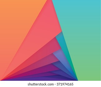 Colorful material design style wallpaper pattern. Abstract overlapping shapes in multiple vibrant gradient color combinations 