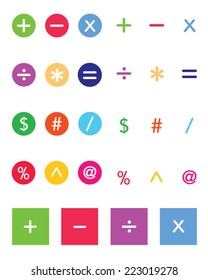 Colorful Math Symbol Set - Vector