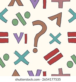Colorful Math Symbols Seamless Pattern Design