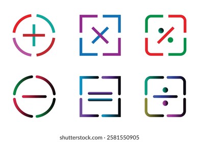 Colorful Math Symbols Set for Educational or Design Use.