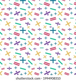 Colorful mathematic symbols pattern, maths symbols pattern.