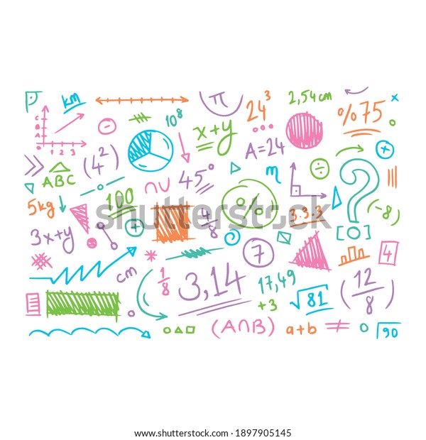 Colorful Mathematical Symbols On White Background Stock Vector (Royalty ...