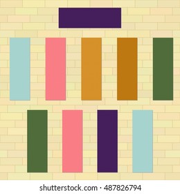 Colorful mats spread out in the two rows. View from the top. Healthy lifestyle Illustration. Yoga class ready for a session.
