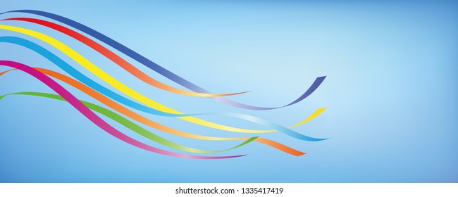 colorful maypole ribbons in blue sky vector illustration EPS10