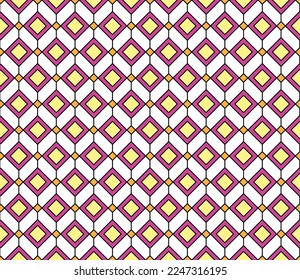 Colorful maze circle pattern on white background. Colorful seamless interlocking square pattern on white backdrop.