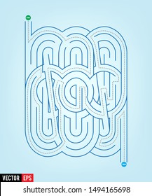 Colorful Maze on a light cyan background. An interesting game for children and adults. Simple flat illustration.