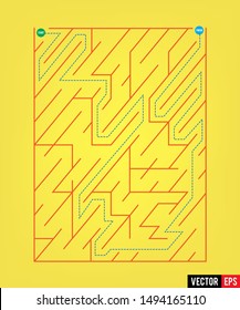 Colorful Maze on a Yellow background. An interesting game for children and adults. Simple flat illustration.