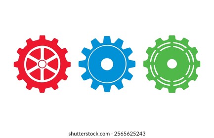 Colorful mechanical gear wheel set for engineering, mechanics or industrial-themed designs.