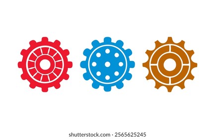 Colorful mechanical gear wheel set for engineering, mechanics or industrial-themed designs.