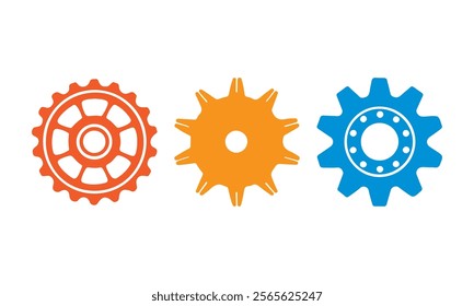 Colorful mechanical gear wheel set for engineering, mechanics or industrial-themed designs.