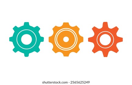 Colorful mechanical gear wheel set for engineering, mechanics or industrial-themed designs.