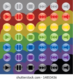 colorful media buttons