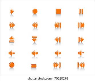 colorful Media control web 2.0 buttons navigation panel. icon set
