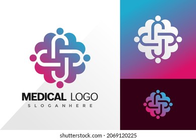 Colorful medical cross logo vector design. Abstract emblem, designs concept, logos, logotype element for template