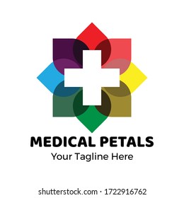 colorful medical petals log vector illustration