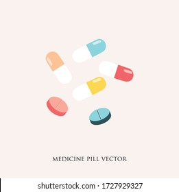 colorful medical pill and capsule medicine vector