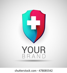 Colorful Medical Secure Logo Creative abstract Modern design Template protection medicine Vector illustration concept.