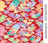Colorful Mega Mendung Batik Pattern of Indonesia and Peranakan.