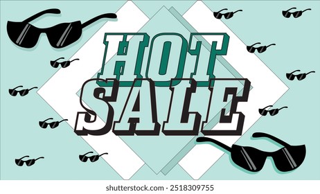 Farbenfrohe Mega-Verkauf Hintergrund Vektorgrafik mit Sonnenbrille, Super-Verkauf Template-Design, große Verkäufe Sonderangebot, Hot-Sale-Preis-Angebot Deal Vektorgrafik Etiketten Vorlagen