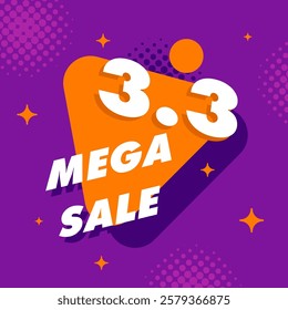 Colorful Mega Sale Banner Background Illustration. Shopping Day 3.3 Sales Banner Template