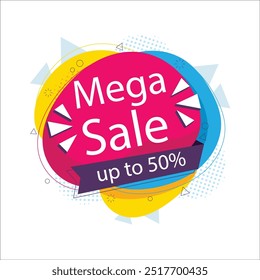 colorful mega sales background geometric design