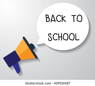 colorful megaphone with back to school text in speech bubble vector illustrations
