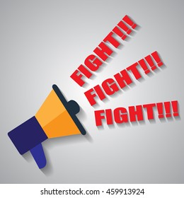 colorful megaphone with fight text vector illustrations