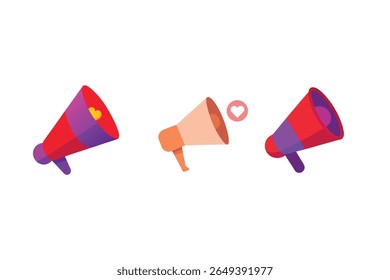 Colorful Megaphone Icons A Collection of Vector Illustrations for Marketing, Announcement, and Promotion Designs. Perfect for websites, apps, presentations, and social media.	
