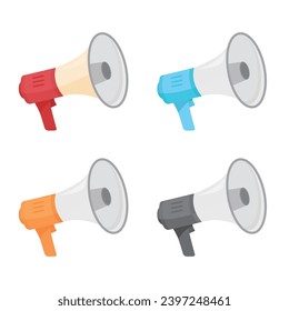 Colorful megaphone speaker vector illustration on white background. Loud speaker can use for sports activities, cheerleading, schools, director, athletic field and emergency response situations.