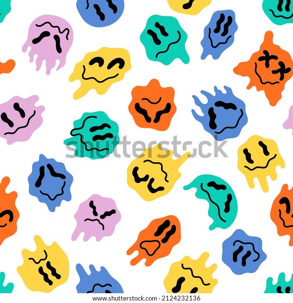 Colorful Melting Faces Print Drip Quirky Stock Vector (Royalty Free ...