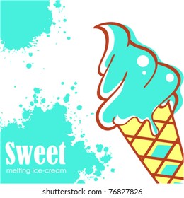 Colorful melting ice-cream card