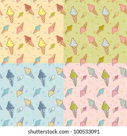 Colorful melting ice-cream seamless pattern confetti