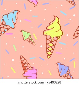 Colorful melting ice-cream seamless pattern