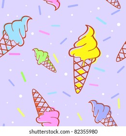 Colorful melting ice-cream seamless pattern