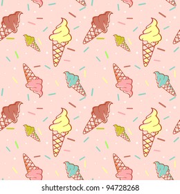 Colorful melting ice-cream seamless pattern confetti