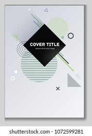 Colorful memphis design placard vector with white and shapes. Cool memphis texture placard page. Front page vector for student notebook, dairy or notepad.