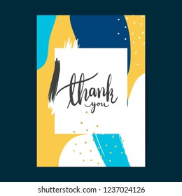 Colorful Memphis design thank you card vector